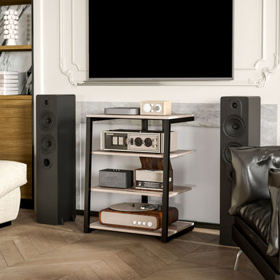 HOMCOM HiFi Stand, with Four Storage Shelves - Grey 