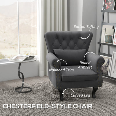 HOMCOM Chesterfield-Style Accent Chair - Grey 