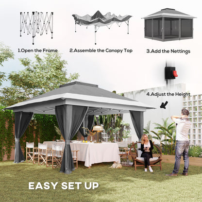 Outsunny 3.6 x 3.6m Pop-Up Gazebo, with Accessories - Grey 