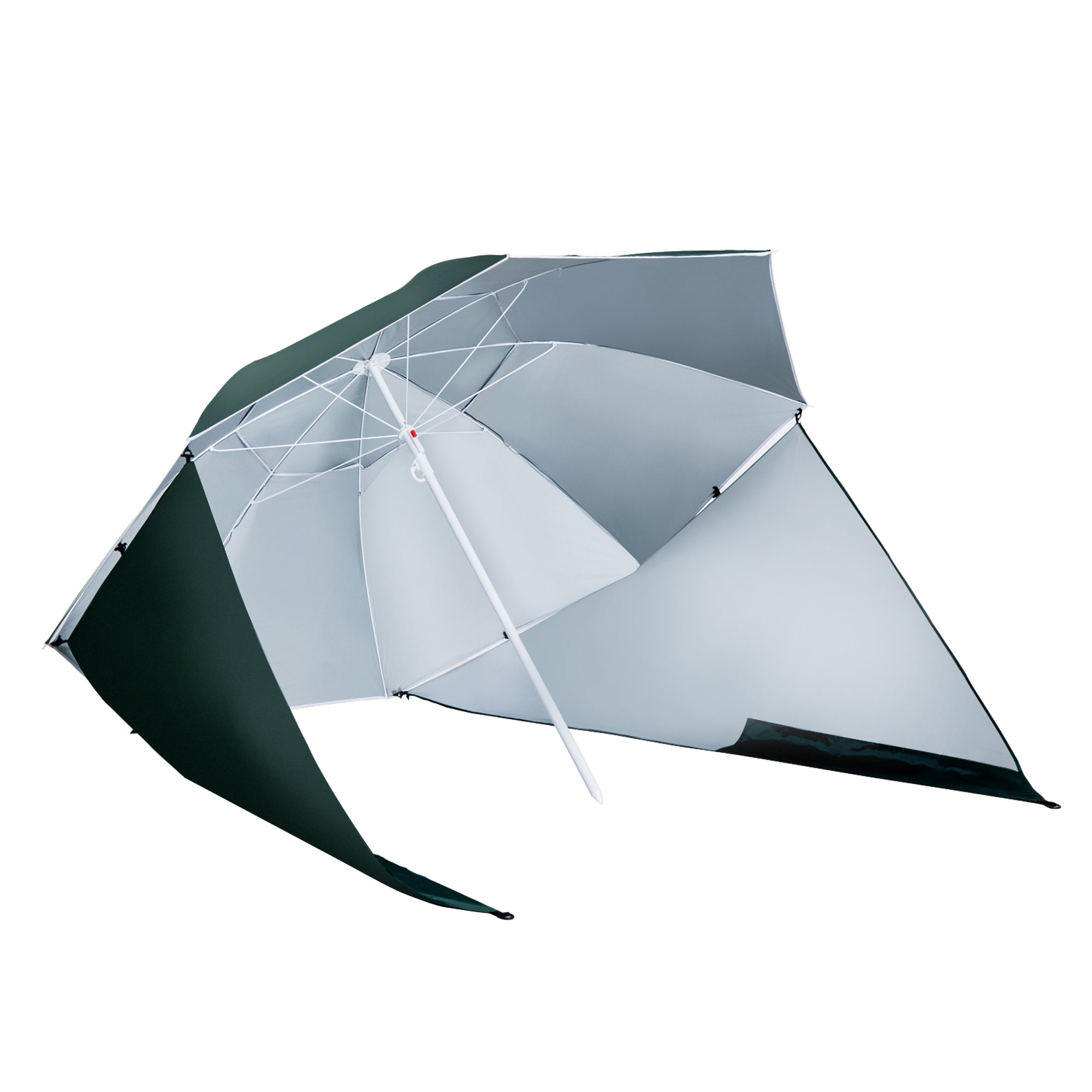 Outsunny 2m UV Protection Fishing Beach Umbrella Brolly Shelter w/ Side Panel Tent Green 