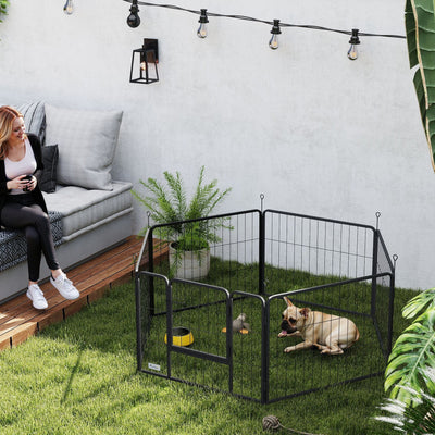 PawHut 6 Panels Dog Playpen, Portable Detachable Puppy Pen with Door, for Small Dogs, 60cm High, Black 