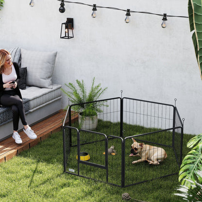 PawHut 6 Panels Dog Playpen, Portable Detachable Puppy Pen with Door, for Small Dogs, 60cm High, Black 