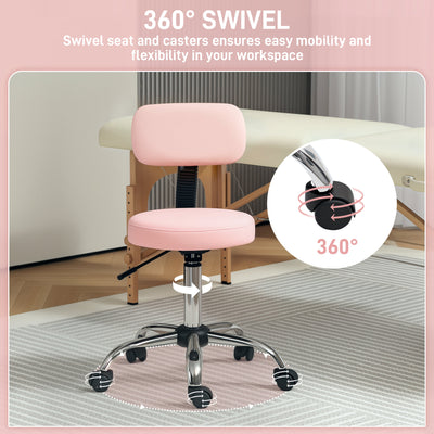 HOMCOM 360\'c2\'b0 Swivel Seat Salon Stool - Pink 