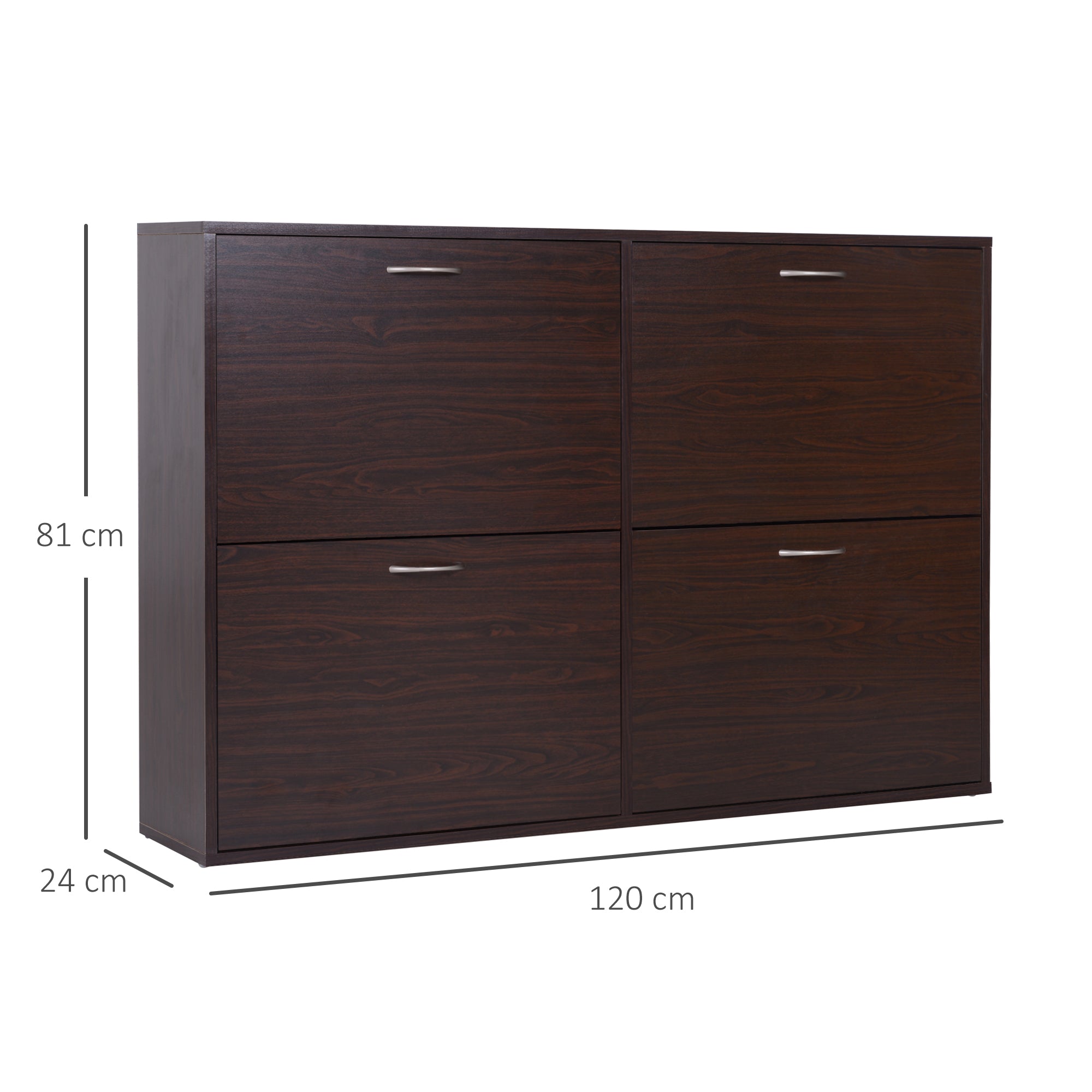 HOMCOM Wooden Modern Design 4 Drawer Shoes Cabinet Pull Down Shelf Storage Organiser Entrance Hallway Furniture - Dark Brown 