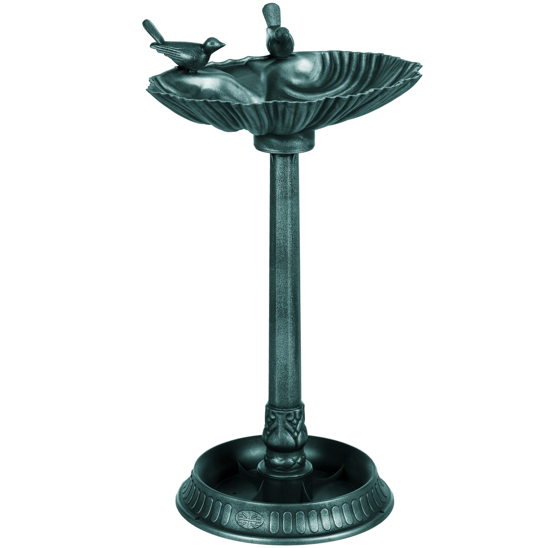 Outsunny 81cm Tall Bird Bath with 2 Decorative Birds, Vintage Style Birdbath with Flower Planter Base, Bird Bath Bowl for Garden, Green 