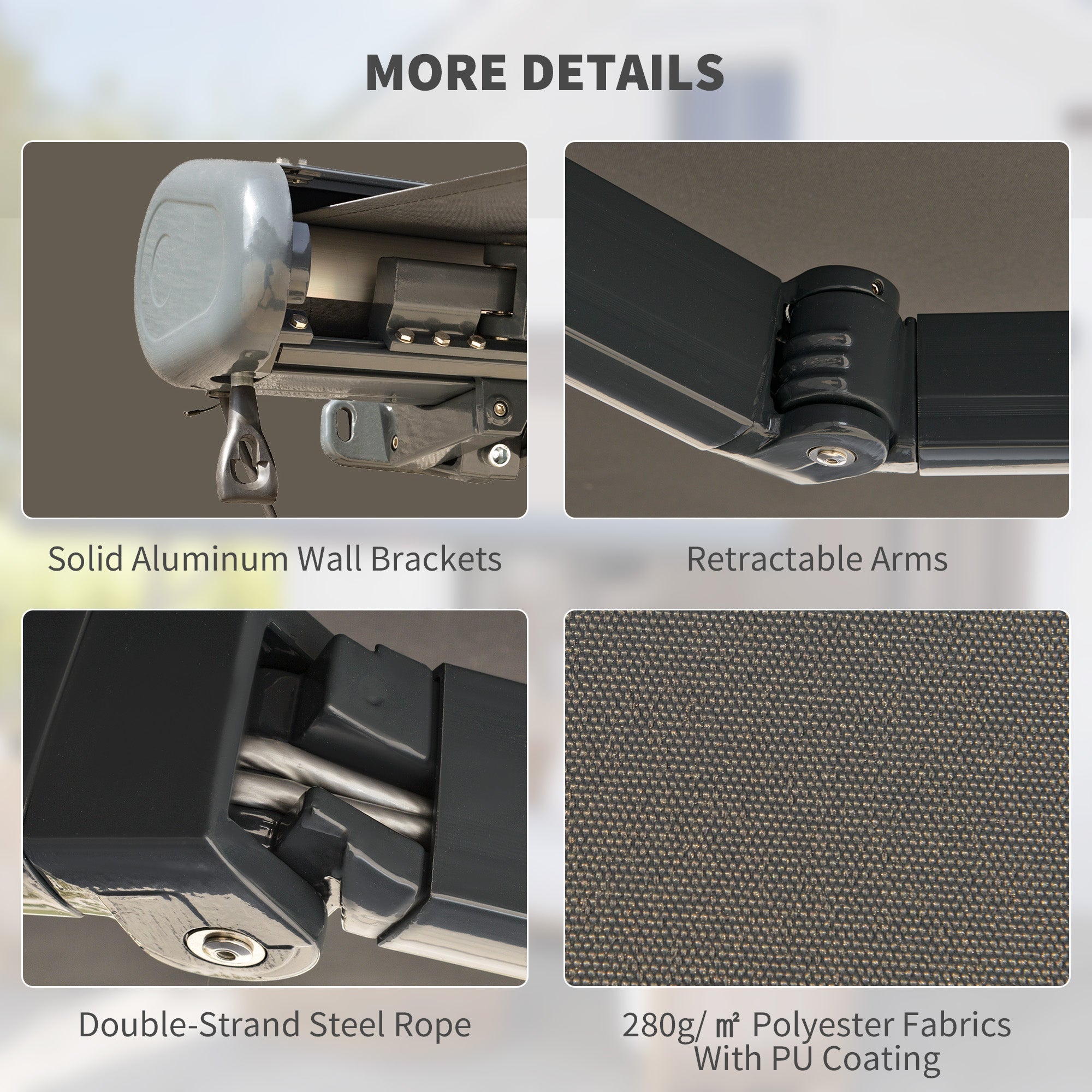 Outsunny 3.5 x 3 m Electric Awning with Remote Controller, Aluminium Frame DIY Retractable Awning, UV50+ Sun Shade Canopy for Garden Patio Deck Door Window, Light Grey 