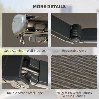 Outsunny 3.5 x 3 m Electric Awning with Remote Controller, Aluminium Frame DIY Retractable Awning, UV50+ Sun Shade Canopy for Garden Patio Deck Door Window, Light Grey 