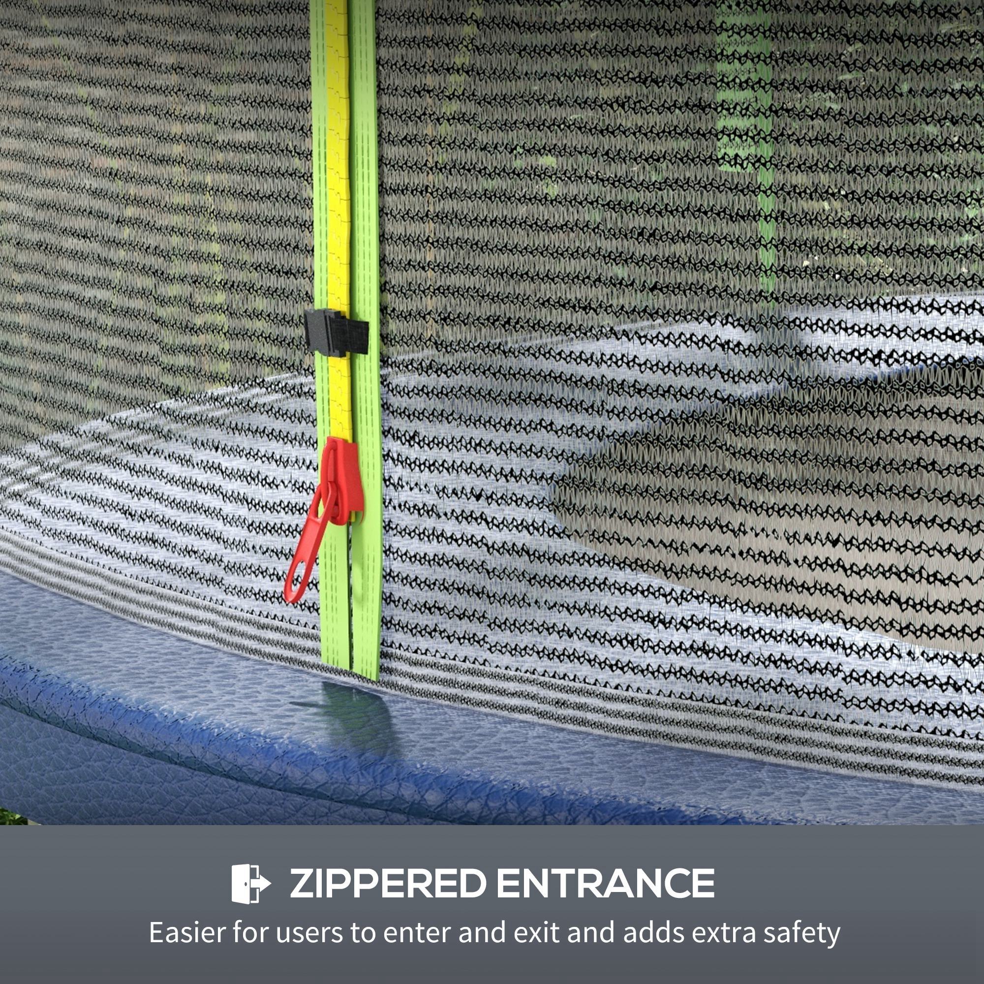 SPORTNOW 8ft Trampoline Net Replacement with 6 Plastic Pole Covers, Weather-Resistant Trampoline Netting Replacement with Zipped Entrance, Poles Not Included, Green 
