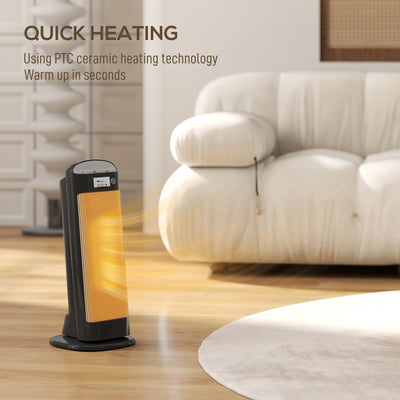 HOMCOM Ceramic Space Heater, 2000W Fan Electric Heater with 4 Modes, Adjustable Thermostat, 55° Oscillation, Tip-Over and Overheat Protection for Bedroom, Home Office, Black 
