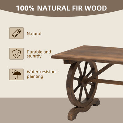 Outsunny Outdoor Garden Coffee Table Dinning Table Patio Display Desk Natural Fir Wood Water-Resistant 