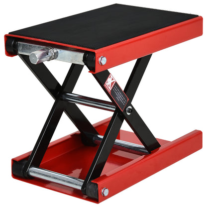 DURHAND 500KG Motorcycle Lift Scissor Jack, Height Adjustable Motorbike Stand with Anti-Slip Wide Deck, Heavy Duty Steel Motorbike Repair Lift Hoist Stand for Home Garage, Red 