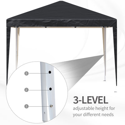 Outsunny 3 x 3M Garden Pop Up Gazebo Height Adjustable Marquee Party Tent Wedding Canopy with Carrying Bag, Black 
