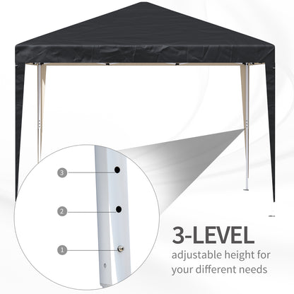Outsunny 3 x 3M Garden Pop Up Gazebo Height Adjustable Marquee Party Tent Wedding Canopy with Carrying Bag, Black 