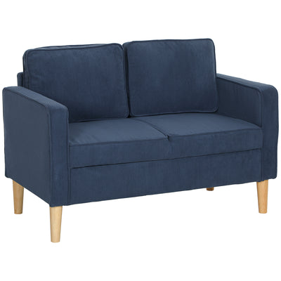 HOMCOM Small Two-Seater Corduroy Sofa - Blue 