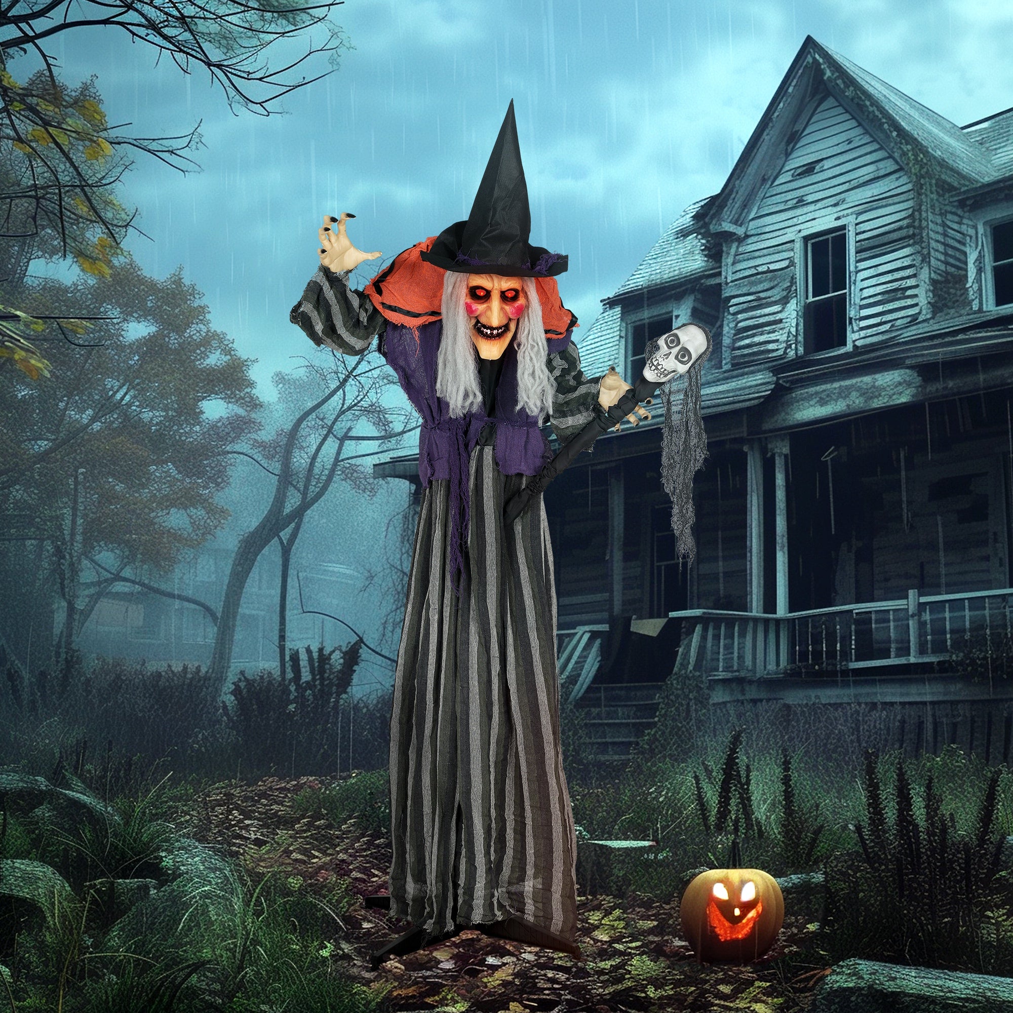Outsunny 160cm Lifelike Moving Witch Decoration - Multi