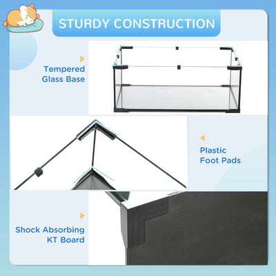 PawHut 3 Tiers Hamster Cage, Gerbil Cage with Deep Glass Bottom, Non-Slip Ramps, Platforms, Hut, Exercise Wheels, Water Bottle, Dish, for Syrian Hamster, Dwarf Hamster, 60 x 40 x 57cm 