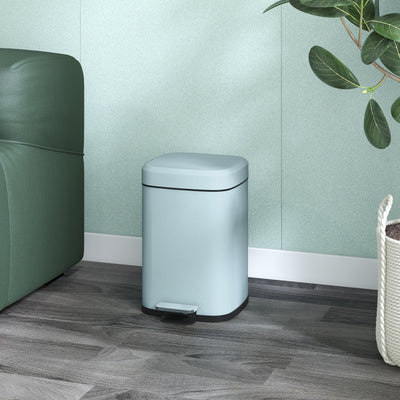 HOMCOM 12L Modern Boxy Metal Home Kitchen Bin - Light Green 