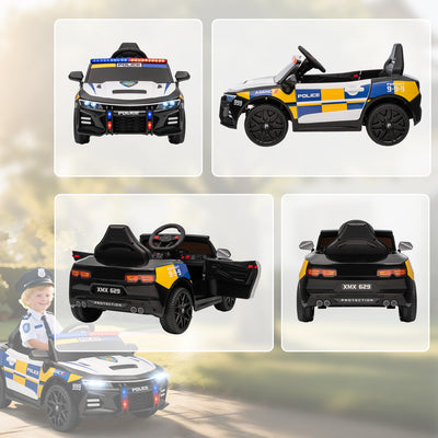 AIYAPLAY Kids Electric Ride on Police Car with Remote Control, Music, Horn, Siren Flashing Lights for 3-5 Years Old, Multicolour 