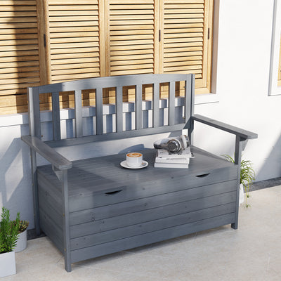 Outsunny Two-Seater Garden Storage Bench - Grey 