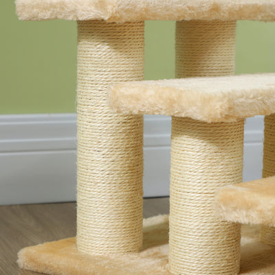 PawHut Pet Stairs 3-step Pet Ladder Cat dog Stairs Climb Ladder Cat Tree, Beige 