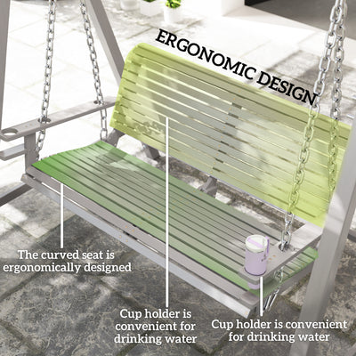 Outsunny 2 Seater Garden Swing Seat Larch Wood Swing Chair Hammock Bench Lounger - Grey 
