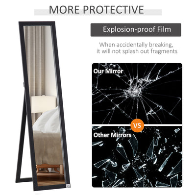 HOMCOM Full Length Mirror for Bedroom, Free Standing Dressing Mirror, Wall Mirror for Living Room, 37 x 154 cm, Black 