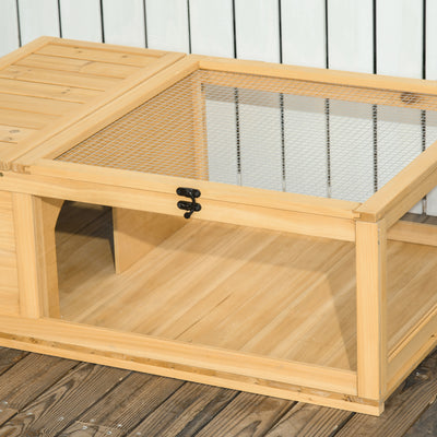 PawHut Tortoise House, Small Reptile Wooden House, with Mesh Roofs, Side Panels, for Turtles, Lizards, Geckos and Snakes 