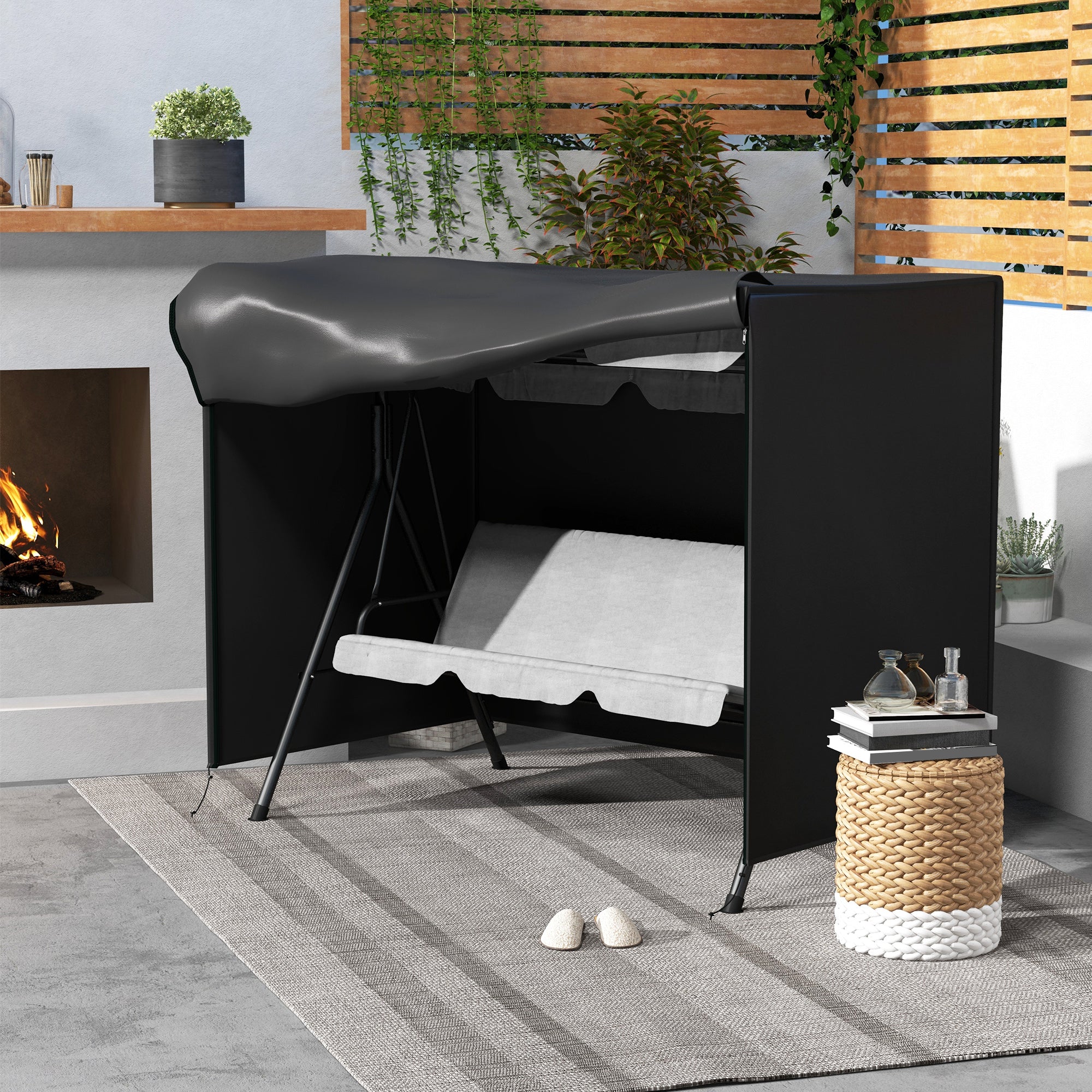 Outsunny 205 x 124cm Three-Seater Swing Chair Protective Cover Black 