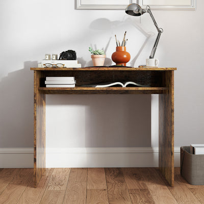 HOMCOM Boxy Work Desk, with Shelf - Wood-Effect 