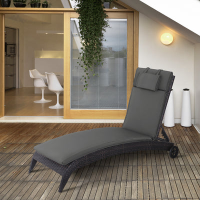 Outsunny Outdoor Garden Patio Folding High Back Chair Cushion Replacement Seat Pad - Grey 
