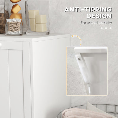 kleankin Double Hamper Laundry Storage Cabinet - White 