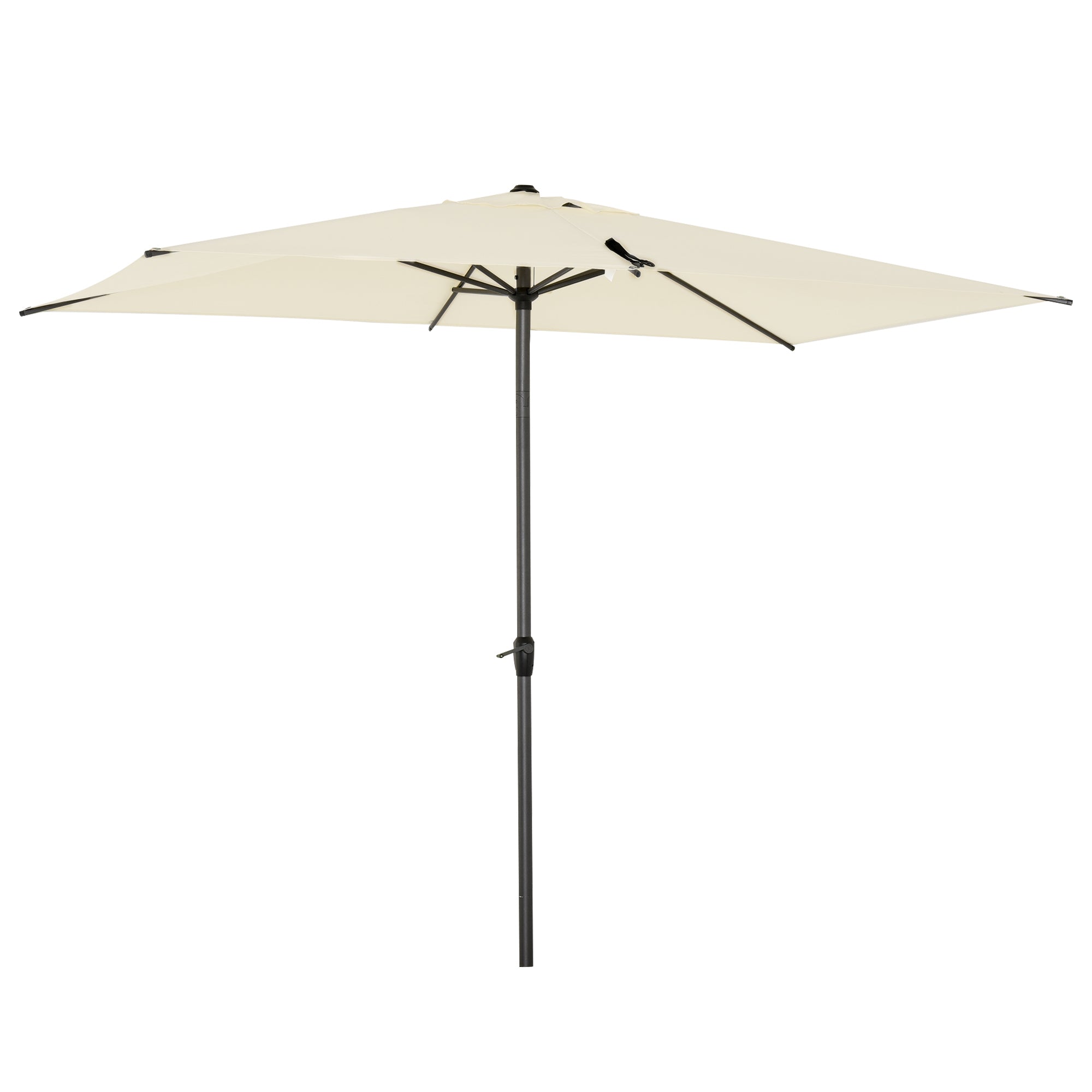 Outsunny 3 x 2m Garden Parasol Umbrella, Outdoor Market Table Umbrella with Aluminium Pole & Crank, Rectangular Tilting Parasol Sun Shade Canopy, Beige 