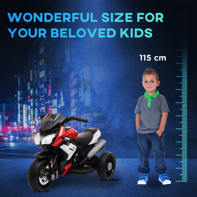 HOMCOM Kids 6V Electric Ride On Motorcycle Electric Motorbike w/ Lights Music Horn 3 Wheel Outdoor Play Toy for 3-5 Years Red 