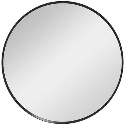 HOMCOM 61cm Decorative Wall Mirror for Bedroom Living Room, Modern Round Bathroom Mirror for Home Decor, Black 