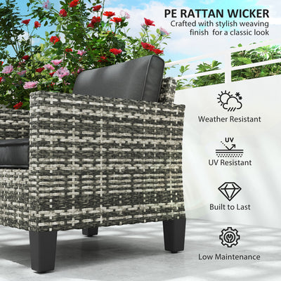 Outsunny Single Rattan Armchair, with Cushions - Light Grey 