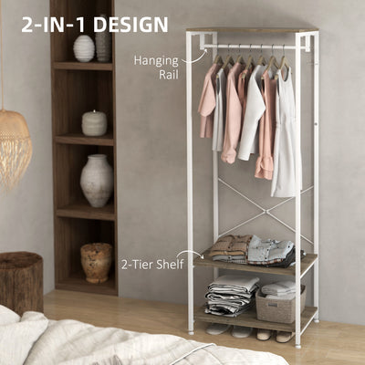 HOMCOM Hallway Coat Rack and Shoe Bench Tree - Grey 