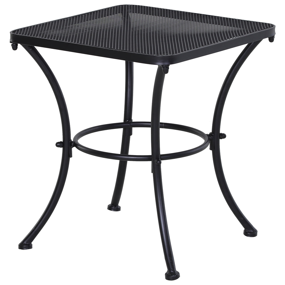 Outsunny Square Garden Metal Bistro Table Outdoor Patio Coffee Side Desk - Black 45L X 45W X 50H CM 