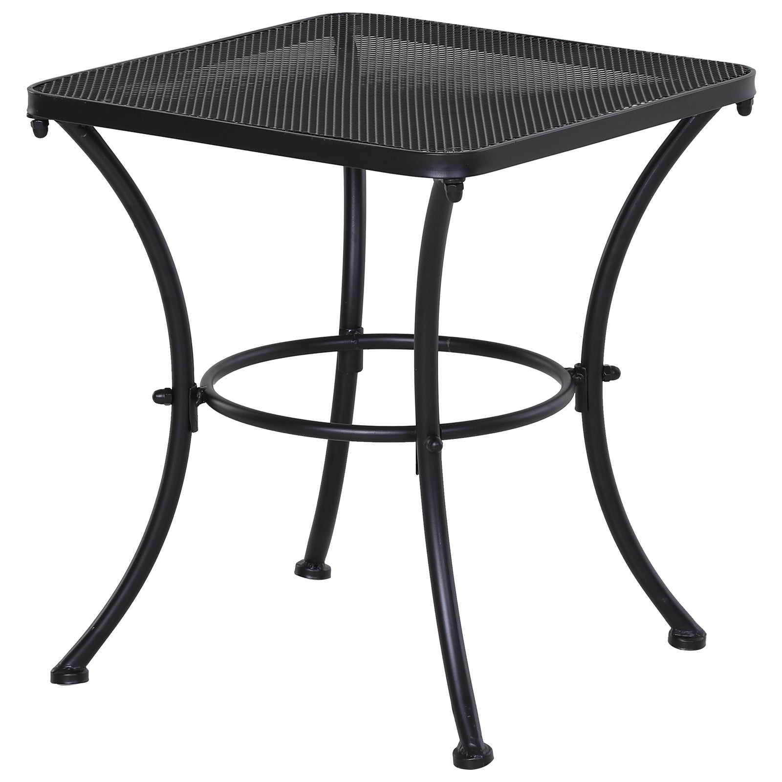 Outsunny Square Garden Metal Bistro Table Outdoor Patio Coffee Side Desk - Black 45L X 45W X 50H CM 