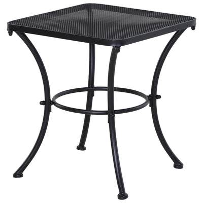 Outsunny Square Garden Metal Bistro Table Outdoor Patio Coffee Side Desk - Black 45L X 45W X 50H CM 