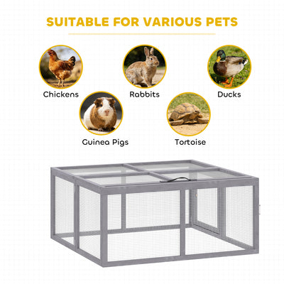 PawHut Rabbit Hutch Outdoor, Foldable Guinea Pig House with Openable Top, for 3 Bunnies, Ducks, Chickens, 110 x 105 x 50 cm 