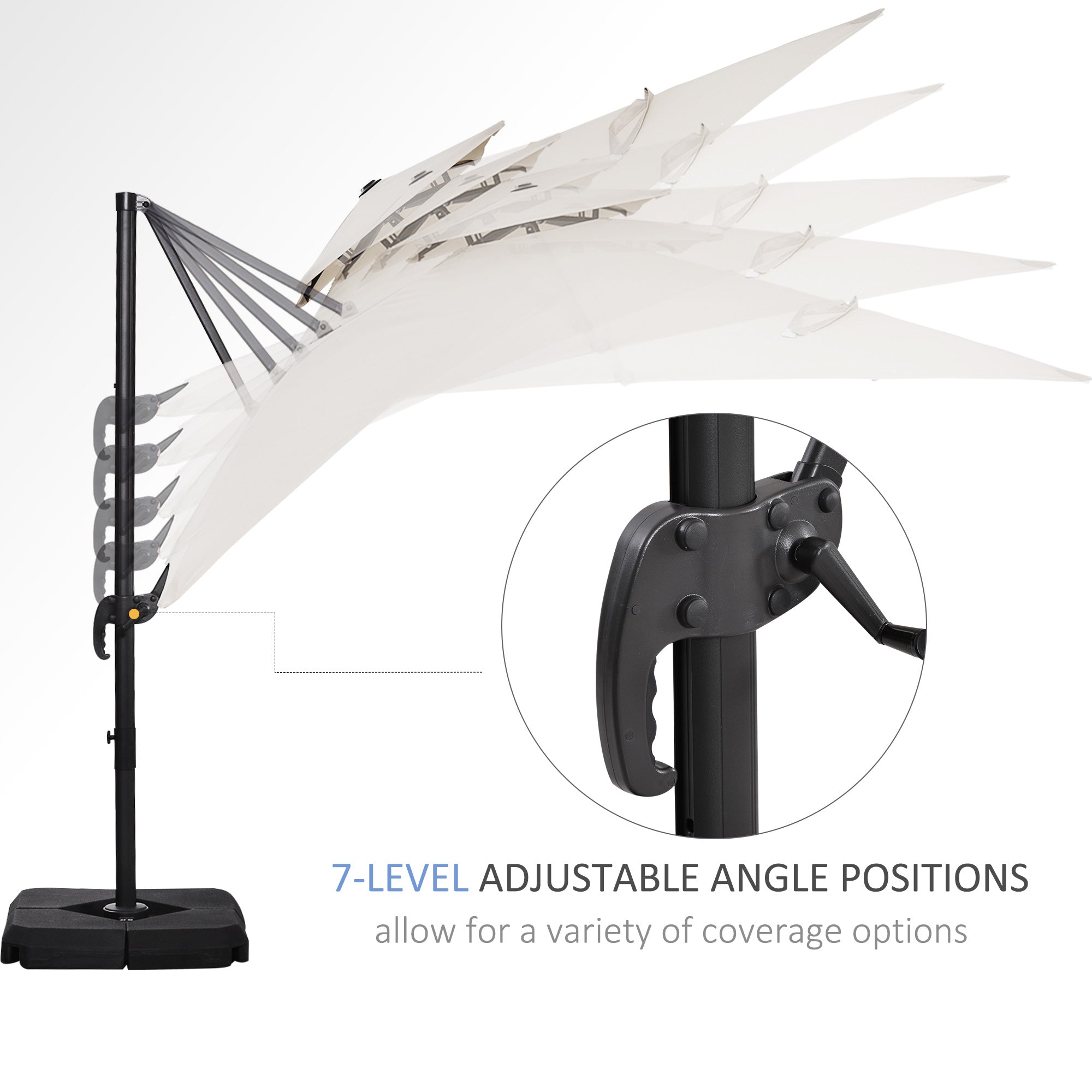 Outsunny Steel Frame Outdoor Roma Cantilever Umbrella 
