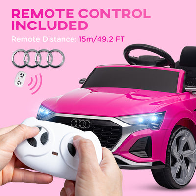 AIYAPLAY Audi Q8 e-tron Sportback Licensed 12V Ride on Car w/ Remote, 4 Spring Suspension Wheels, Headlights, Music, Horn - Pink 