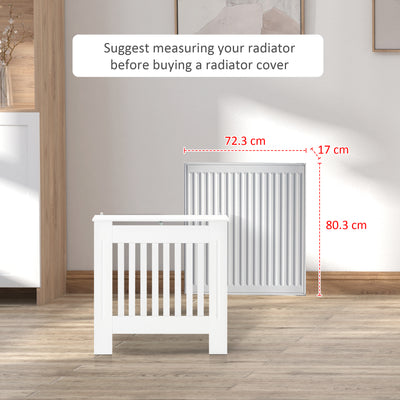 HOMCOM MDF Radiator Cover Wooden Cabinet Shelving Home Office Vertical Slatted Vent White 78L x 19W x 81H 