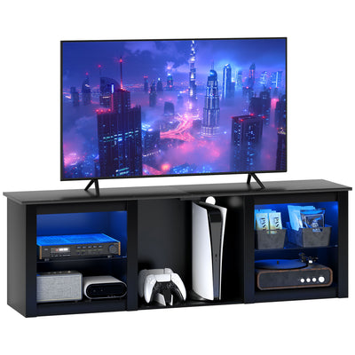 HOMCOM 65" TV Stand, with LED Lights and Storage - Black 