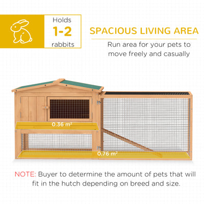 Pawhut Wooden Rabbit Hutch Guinea Pig hutch House 2 Tier with Rabbit Run for Outdoor Garden Backyard, 85 x 24 x 57cm 