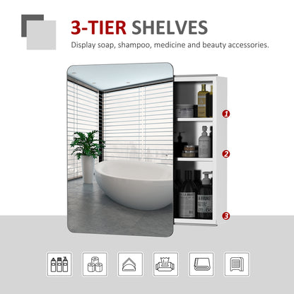 kleankin Bathroom Storage Cabinet w/Sliding Mirror Door, Wall Mounted Bathroom Cabinet with 3 Shelves, Stainless Steel Frame, 46W x 66H cm 