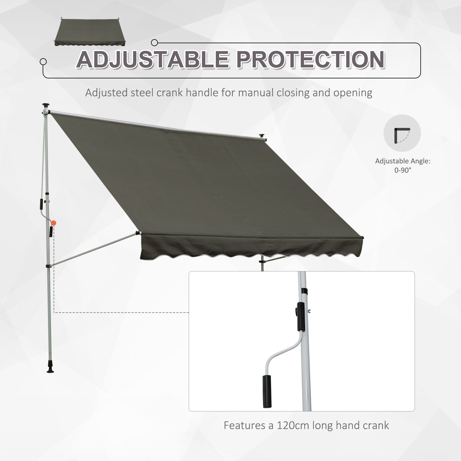 Outsunny 3x1.5m  Adjustable Outdoor Aluminium Frame Awning Grey 