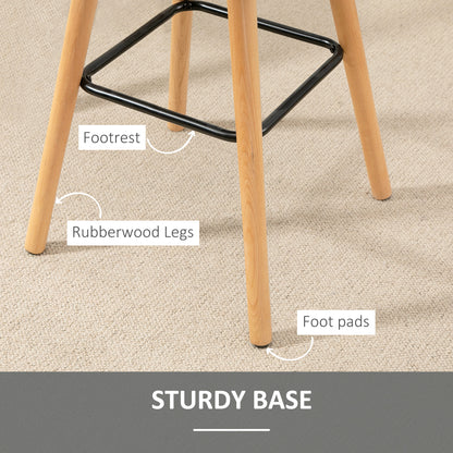 HOMCOM Bar stool Set of 2 Armless Button-Tufted Counter Height Bar Chairs with Wood Legs & Footrest, Grey 