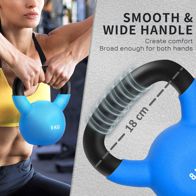 HOMCOM Soft Kettlebell, 8kg Kettle Bell with Non-Slip Handle for Home Gym Weight Lifting and Strength Training, Blue 