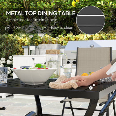 Outsunny Five-Piece Steel Frame Patio Set - Khaki/Black 